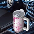 thumbnail image 6 of Pink Breast Cancer Tumbler with Handle and Lid,40oz Double Wall Vacuum Insulated Tumbler,Cups Gift for Women and Men, 6 of 7
