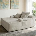 thumbnail image 6 of FFH 65"L Chaise Lounge Chair Indoor, Plush Cloud Couch Boneless Sleeper Sofa with Cup Holders and Side Pockets, Beige, 6 of 7