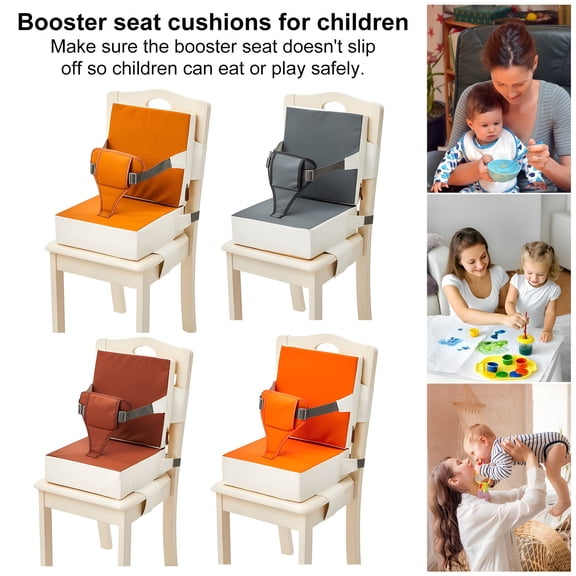 XIBUFE Toddler Booster Seat for Dining Table Kitchen Chair Waterproof Stain-Proof with Backrest and Adjustable Straps Non-Slip Portable Travel Booster Seat Dining Chair Pad