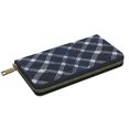 thumbnail image 3 of Leather Wallet 8 X 4.3 In Comfortable Light Waterproof And Durable Zipper Design Easy To Carry Argyle Plaid Blue_1, 3 of 8