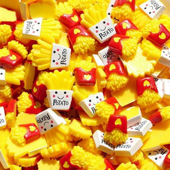 U8MO 20 Flatback Resin Cute Potato French Fries Crafts Hair Bows Scrapbooks Cards