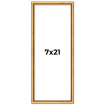 7x21 Frame Beaded Gold Solid Wood Picture Frame | 0.75 Inches Moulding Width | Liscio Oro