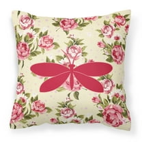 Carolines Treasures Moth Shabby Chic Yellow Roses Fabric Decorative Pillow 14Hx14W multicolor