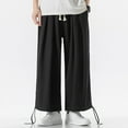 thumbnail image 2 of Men's Plus Size Cotton Linen Pajama Pants Casual Big and Tall Straight Wide Leg Trousers Outdoor Street Walking Pant, 2 of 6