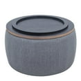 thumbnail image 6 of 25" Round Fabric Storage Ottoman with Wood Top, Mid-Century Modern Design Footrest Stool Bench, 2 in 1 Function Work as End Table, Ottoman Coffee Table Side Table for Living Room & Bedroom, Dark Grey, 6 of 7