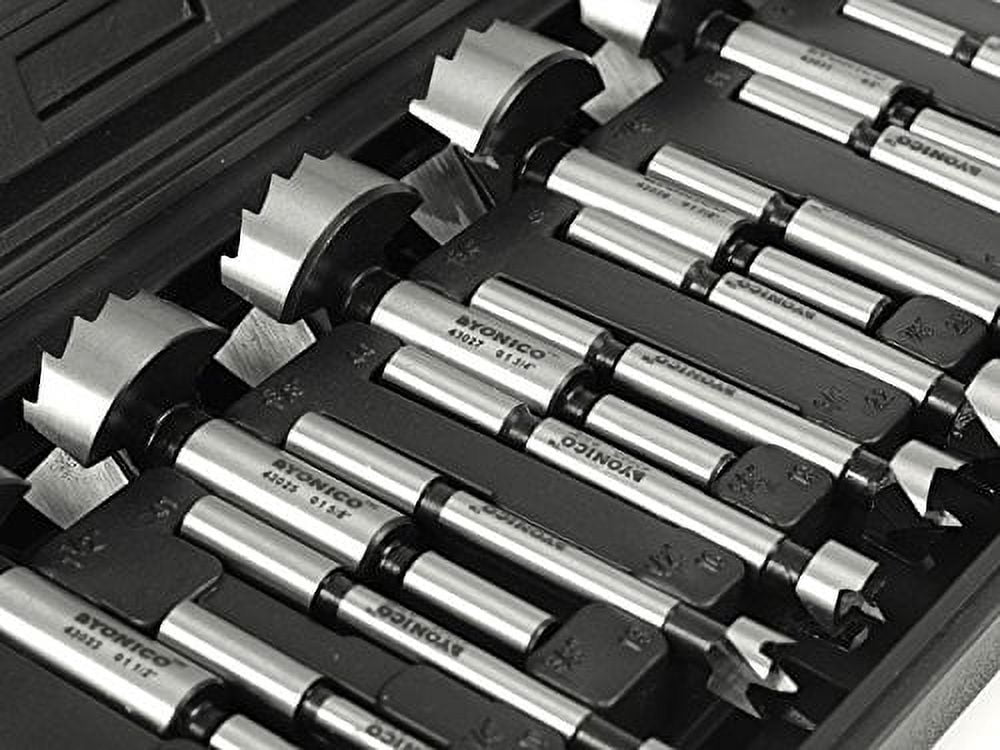 16 Pc. Steel Forstner Drill Bit Set - 3/8" Shank - Yonico 41160S