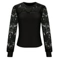 thumbnail image 7 of GigrtiJin Women Crew Neck Lace Tops Long Sleeves Patchwork Casual Blouse Fall Pullover Loose Shirts, 7 of 7