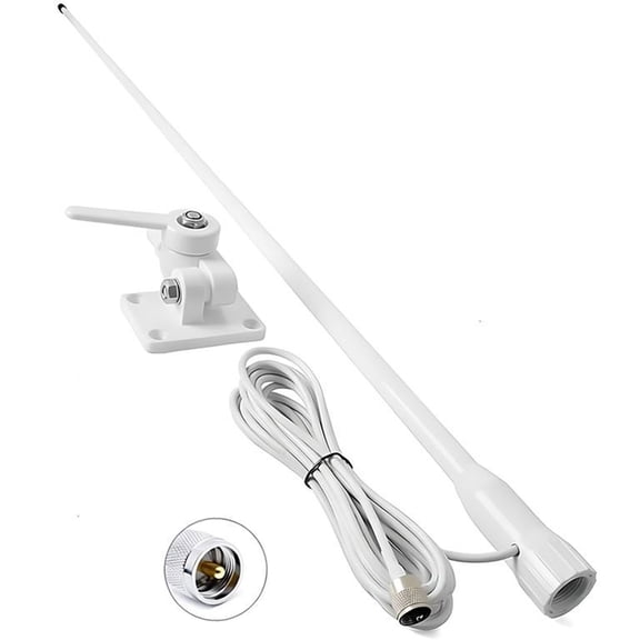 Marine VHF Radios Antenna for Boat, for Horizon Icom Cobra ham Radios, 7meters RG-58U Cable, Adjustable Ratchet, Nails