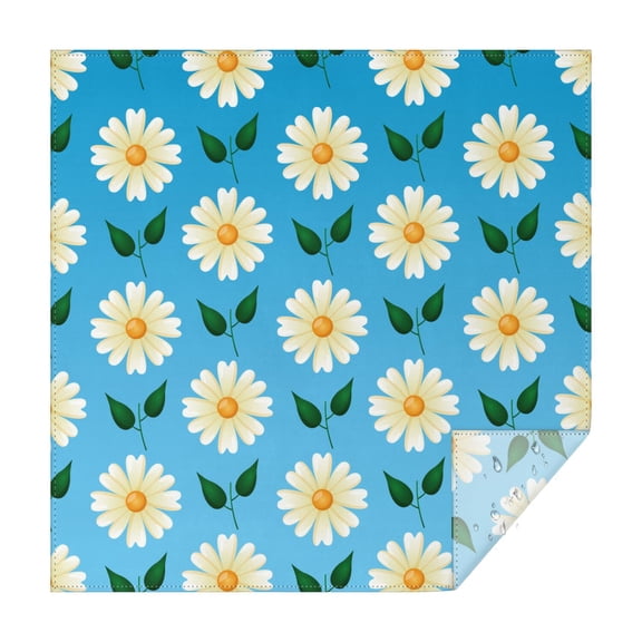 60x60in(152x152cm) Square Tablecloth, Waterproof Polyester Table Cover, Wrinkle Resistant & Washable Fabric for Dining, Kitchen, Picnic, Daisy Flowers Print