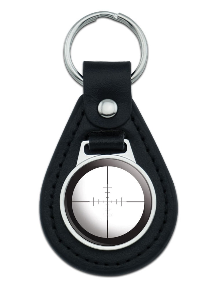 Sniper Rifle Scope Visual Target Aim Black Leather Keychain