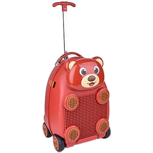 Valise pour Tout-Petit, Coque Rigide pour Enfants, Bagage Cabine à Roulettes avec Blocs - avec 4 Roues, Poignée Extensible et Compartiment de Poche Intérieure, Bear