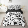 thumbnail image 2 of Feelyou Boys Football Print Twin Bedding Sets 7-Piece, Sport Soccer Player Bedding Comforter Set, Cartoon Watercolor Splash Reversible Sheet Sets, Lightweight Room Decor, 2 of 7