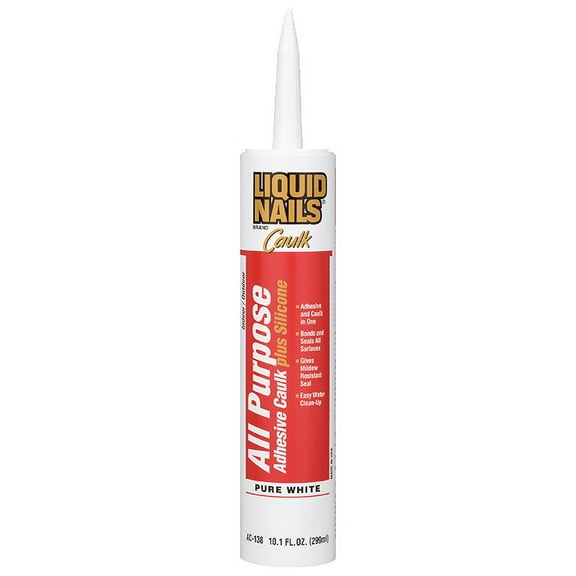 Liquid Nails Pure White All Purpose Adhesive (AC138), 10 oz