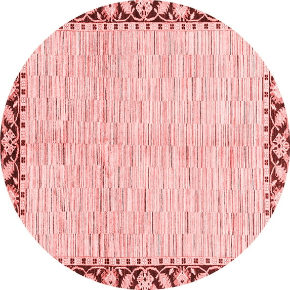 Ahgly Company Machine Washable Indoor Round Abstract Red Modern Area Rugs, 8' Round