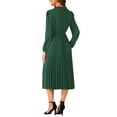 thumbnail image 3 of INSPIRE CHIC Women's Dress Holiday Long Sleeve Tie V Neck Pleated A-Line Midi Dress S Dark Green, 3 of 6