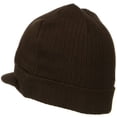 thumbnail image 2 of Big Knit Ribbed Beanie with Visor - Brown XL-3XL, 2 of 5