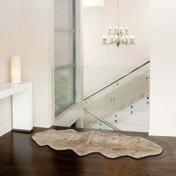 HomeRoots 293194 2 x 2 x 6 in. New Zealand Double Sheepskin Rug  Taupe