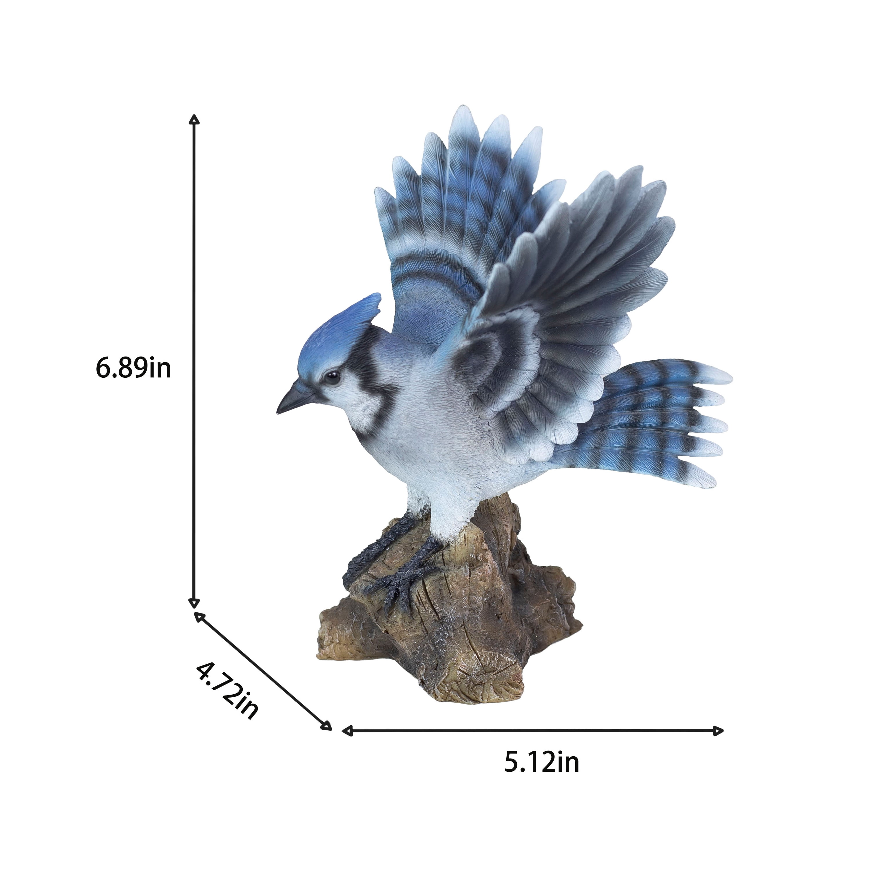 SOREAL Blue Blue Jay on stump | Handcrafted Decorative Bird Statue for Home & Garden | Premium Polyresin, Weather-Resistant Indoor/Outdoor Decor