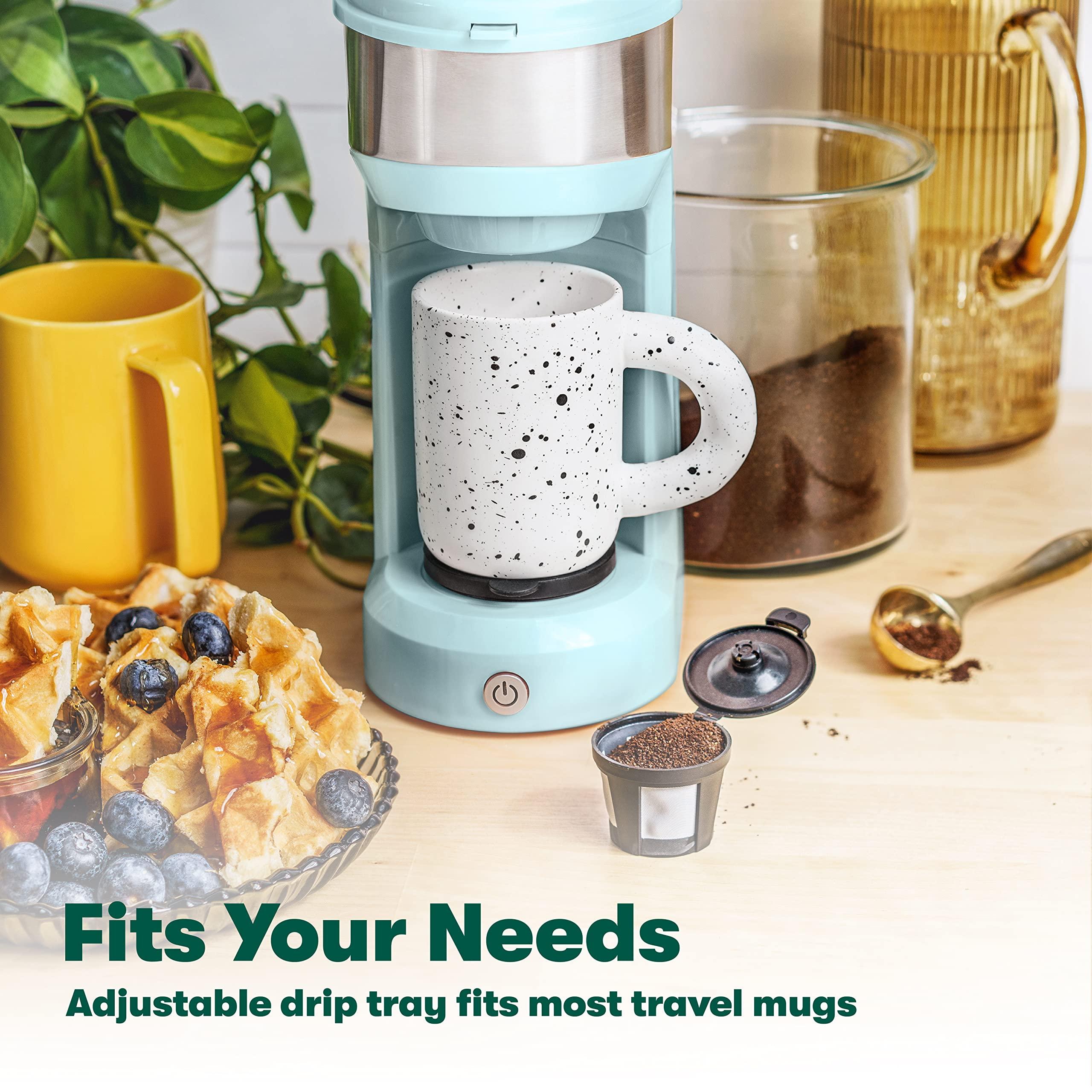 Single Serve Coffee Maker for K Pod, 2-in-1 Coffee Maker Single Serve & Ground Coffee Brewer, Quick Brew 6 to 14oz Brew size Carefree Auto Shut Off Small Coffee Machine for Apartment