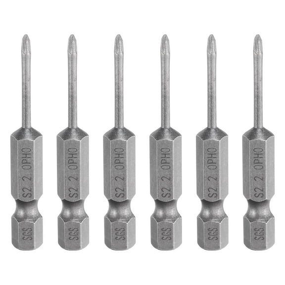 6pcs #0 Phillips Screwdriver Bit PH0 1/4" Hex Shank 2" (50mm) Long Magnetic S2 Steel Industrial Grade Screw Driver Bit Cross Head Electric Drill Bits 0.08" (2mm) Rod