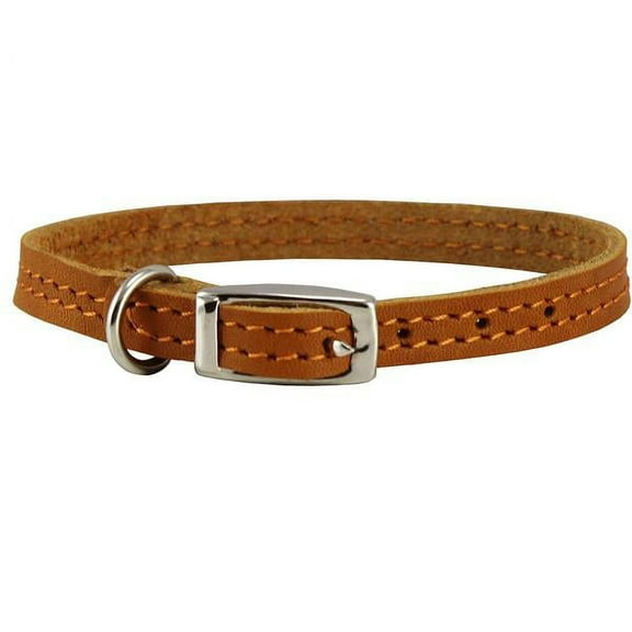 Genuine Leather Dog Collar 8"-9.5" Neck for Smallest Breeds and Young Puppies Tan