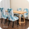 thumbnail image 2 of Pattern Stretch Chair Covers for Dining Room Set of 6,Printed Stretchable Dining Chair Slipcover Washable Removable for Kitchen,Hotel,Restaurant,Ceremony Universal Size(6PCS,Leaf Blue), 2 of 6