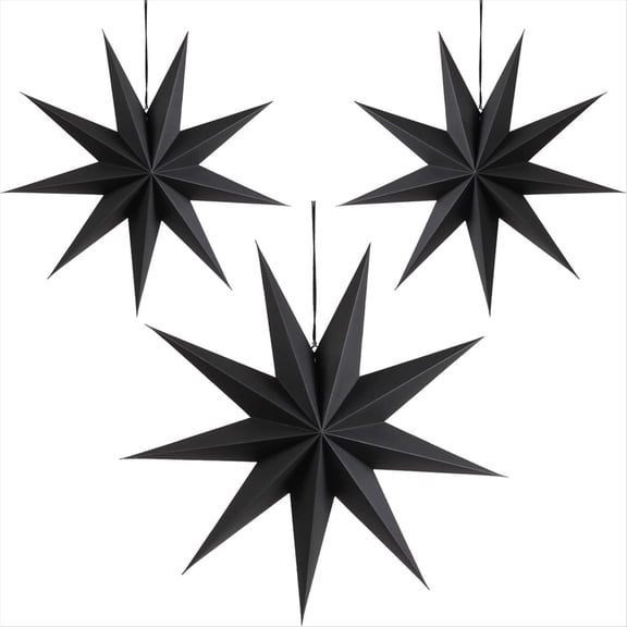 Rollbacks & More 9-Pointed Paper Star Lanterns, Hanging Lampshade for Wedding, Birthday Home and New Year Gathering Decorations 3 Pcs A