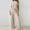 Beige, variant on Riforla Women's Two Piece Knit Matching Outfits Crew Neck Slit Hem Tee and Pants Tracksuit Sets Features: Black S