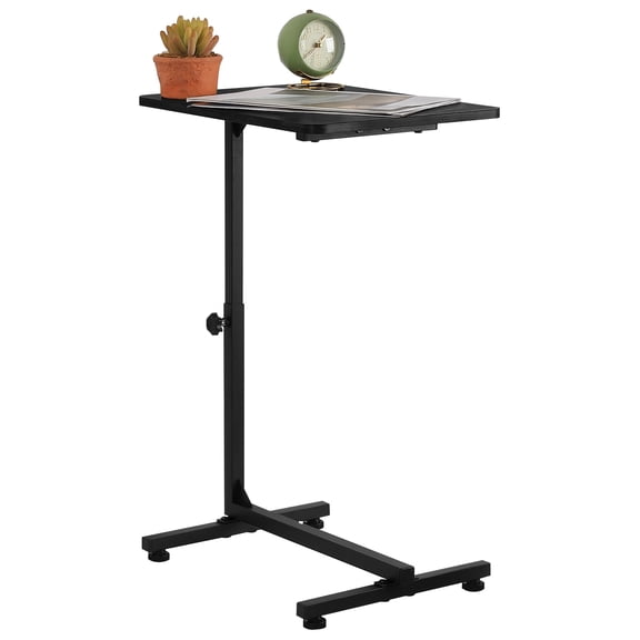 C-Shaped Side Table with Adjustable Height - Black Round Corner End Table for Couch, Bed, & Living Room