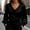 Black, variant on Womens Shirts Casual Timeless French Satin Blouse with Puff Sleeves and V-Neck for Everyday Resortwear – Elegant Womens Shirt Beige M