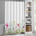 thumbnail image 3 of Watercolor Flowers Fabric Shower Curtain Floral Leaves Plant Washable Shower Curtains for Bathroom, Waterproof Bath Curtain with Hooks Home Decor 72x84in, 3 of 8