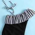 thumbnail image 5 of Little Girls One-Piece Bathing Suit Graphic Sleeveless Swimsuit One Shoulder Striped Print Swimwear For Beach Pool, 5 of 7
