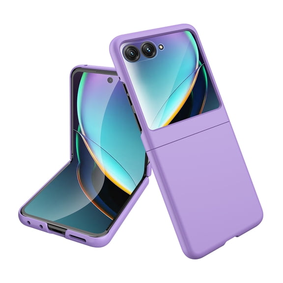 Nalacover for Motorola Razr 2024 Skin-Friendly Folding Phone Case with Built-in Tempered Glass Lens Film - Soft Lining Shockproof Slim PC Protective Case for Motorola Razr 2024, Purple
