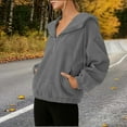 thumbnail image 2 of HongQid Womens Fleece Pullover Coats with Pockets Fall Ziper Jacket Oversize Trendy Hooded Sweatshirt for Winter, 2 of 7