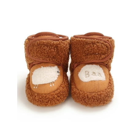 

Gomelly Baby Crib Shoes First Walker Boots Soft Sole Slipper Booties Comfort Snow Boot Toddler Newborn Brown 5C