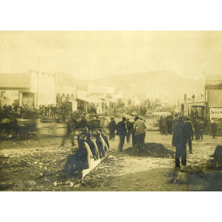 Moving To Nevada Main Street Goldfield Nevada Ca 1900 A Very Busy Street Scene Of This Famous Town Goldfield Nevada People In The Town There Is Some Signage Etc Many People Moving About Un-Loading Wagons Un-Loading Su ()