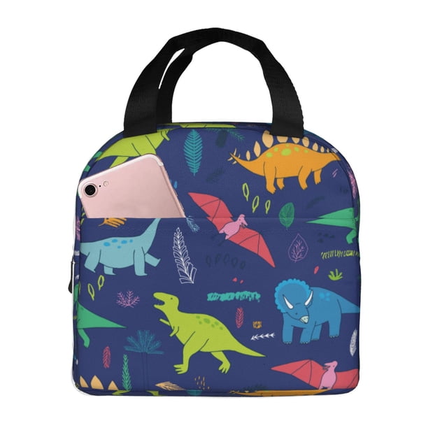Easygdp Dinosaurs Bolsa Térmica Premium - Tela Oxford Impermeable, Gran Capacidad, Bolsillo Frontal, Unisex para Trabajo, Escuela, Actividades al Aire Libre y Picnics