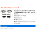 thumbnail image 2 of Front Ceramic Brake Pads and Rotor Kit - Compatible with 2006 - 2012, 2014 Kia Sedona 2007 2008 2009 2010 2011, 2 of 2