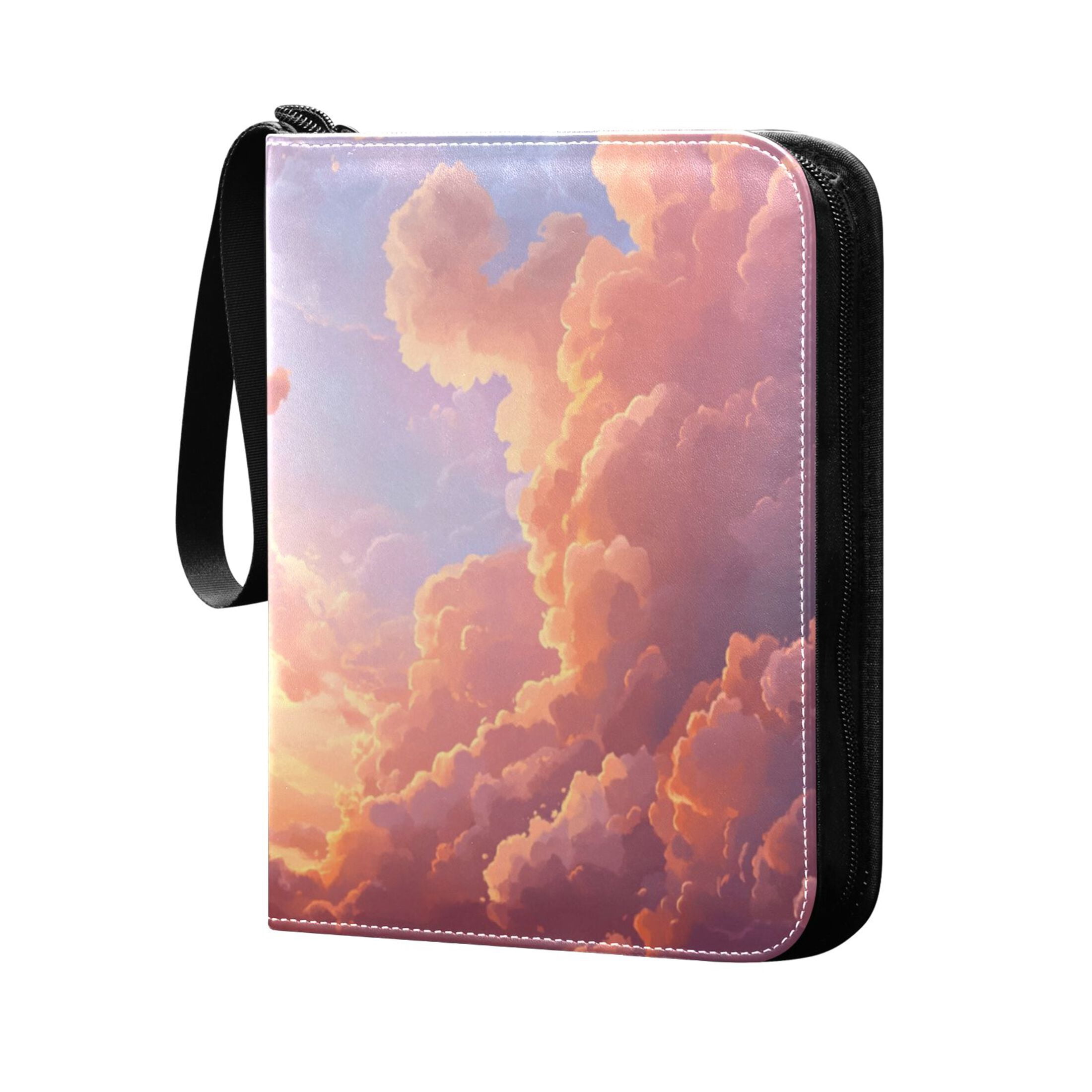 Game Card Storage Bag Collectible Trading Card Albums The 4-Pocket Card Binder With 50-Page Sleeve Can Hold 400 Game Cards Pink and Beautiful Sky