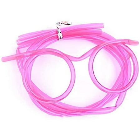 

TKing Fashion Novelty Soft Plastic Straw Glass Reusable DIY Drinking Straw Tube Eyeglasses Bar Supplies For Kids Baby Birthday Party Events Drinkware - Pink