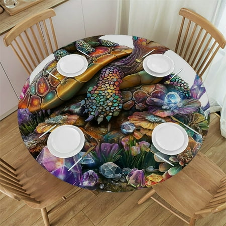 

Autua Colorful Scales Crystal Gemstones Round Tablecloth - Stain-Resistant & Washable for Indoor and Outdoor Use - Ideal for Restaurants Weddings Parties - Table Cover Table Cloth 42 -46