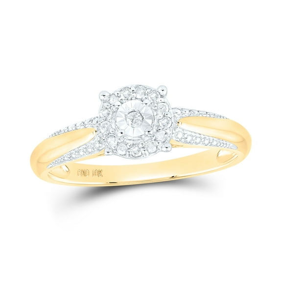 10K Yellow Gold Round Diamond Solitaire Bridal Wedding Engagement Ring 1/10ctw, Womens Size: 5-10