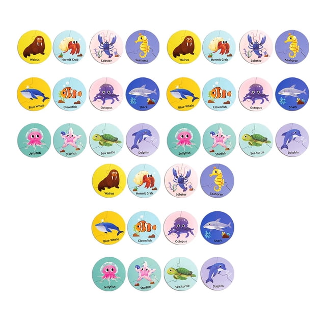 Rompecabezas de animales para niños pequeños, rompecabezas para desarrollar habilidades cognitivas, concentración, regalo, rompecabezas de animales, Animal marino