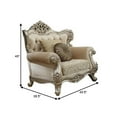 thumbnail image 4 of Benzara Fabric Upholstery Rolled Arm Chair With Two Pillows, Champagne-Color:Gold, 4 of 7