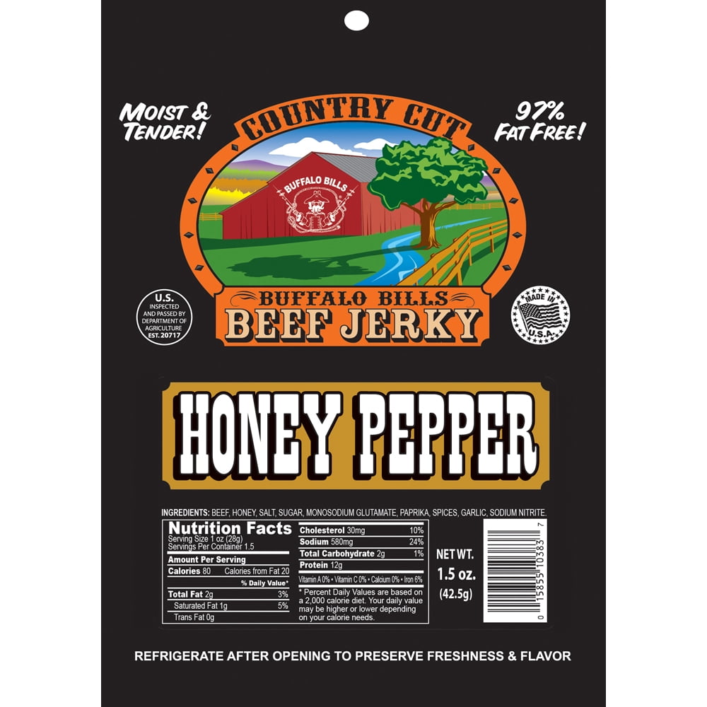 Buffalo Bills 1.5oz Honey Pepper Country Cut Beef Jerky – Ten 1.5oz Packs