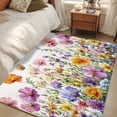 thumbnail image 4 of Pink Spring Floral Area Rug 4x6 FT, Non Slip Kids Room Carpet, Pastoral Botanical Watercolor Flowers Washable Soft Floor Carpet Non-Shedding Throw Rug for Dorm Kitchen Study Room Home Office Bedside, 4 of 9