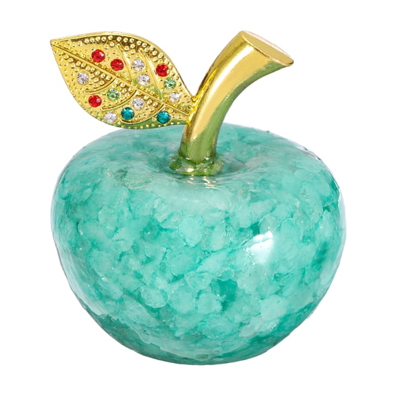 Uxcell Crystal Apple Figurine, Artificial Fruit Statue Collectible Crystal Crafts Paperweight Craft Decoration for Home Office Centerpiece Decor Holidays Gifts, Teal Green