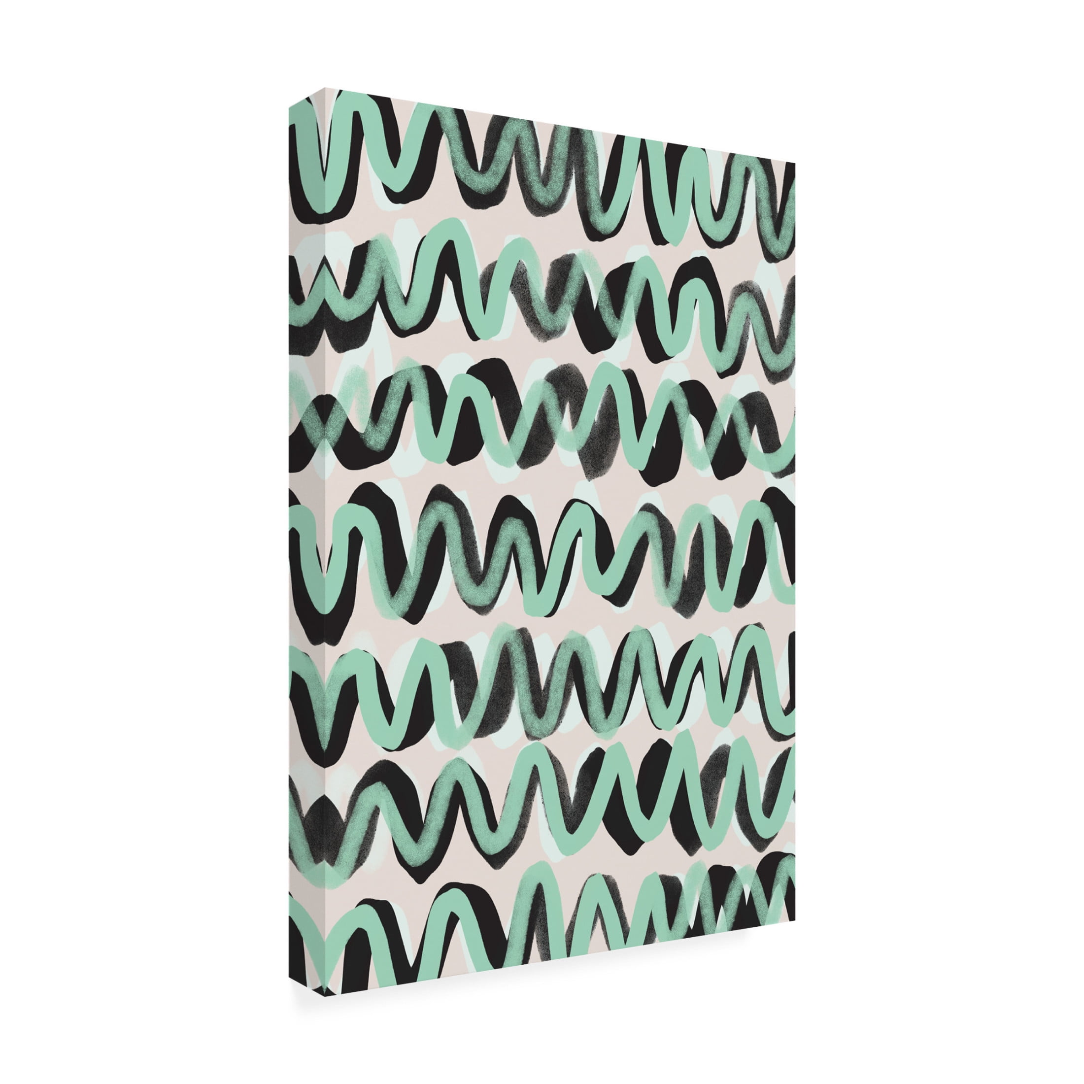Canvas Wall Art - Treechild 'Turquoise ZigZag Pattern' Wall Art for Living Room, Bedroom, or Office D?cor by Trademark Fine Art - 30 x 47 Inches