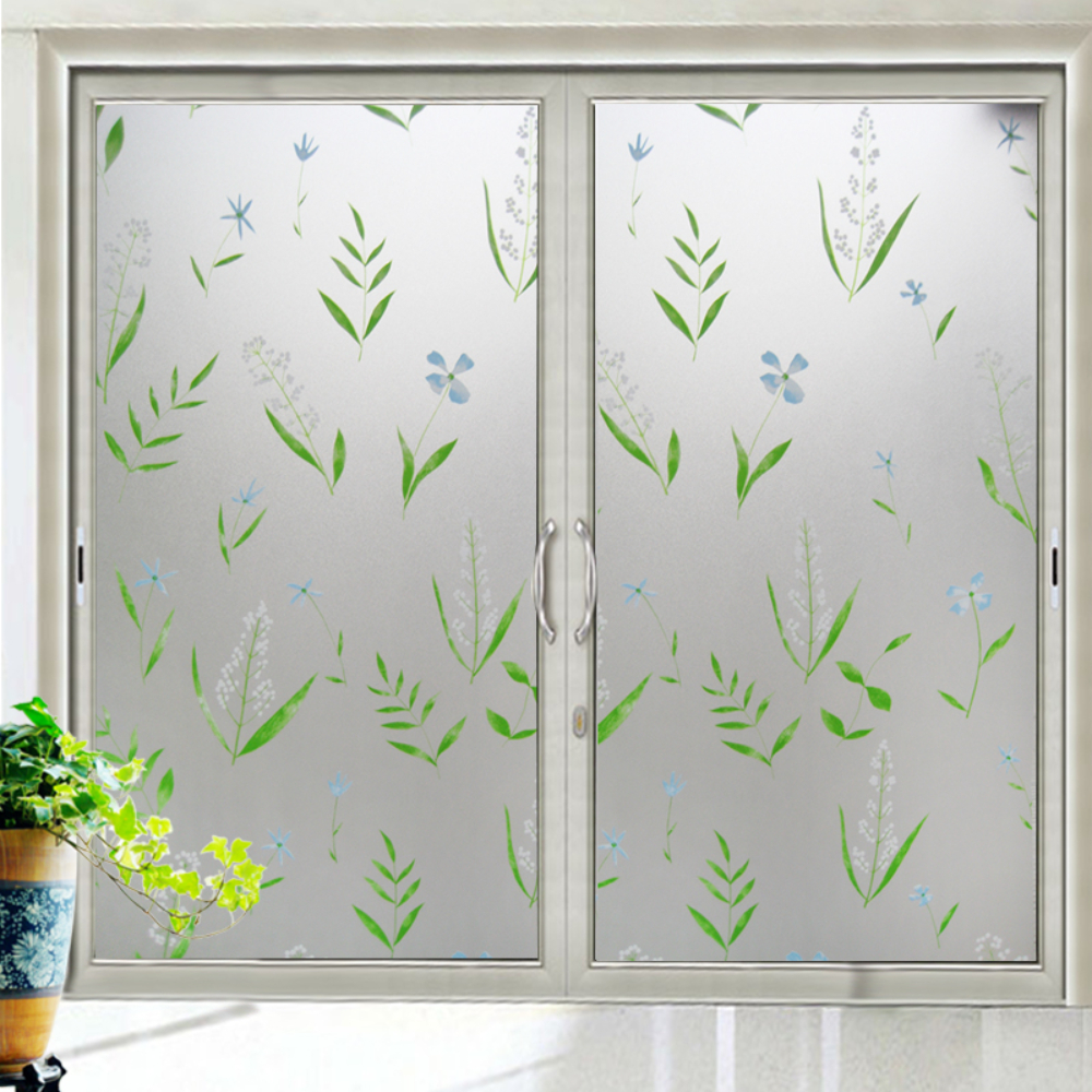 HAORUN Flower Frosted Static Cling Window Film Privacy Glass Sticker