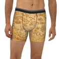 thumbnail image 2 of Picia Old Vintage Map Of Sea Pattern Men's Athletic Long Leg Briefs , Performance Stretch Underwear，Moisture-Wicking, 2 of 7